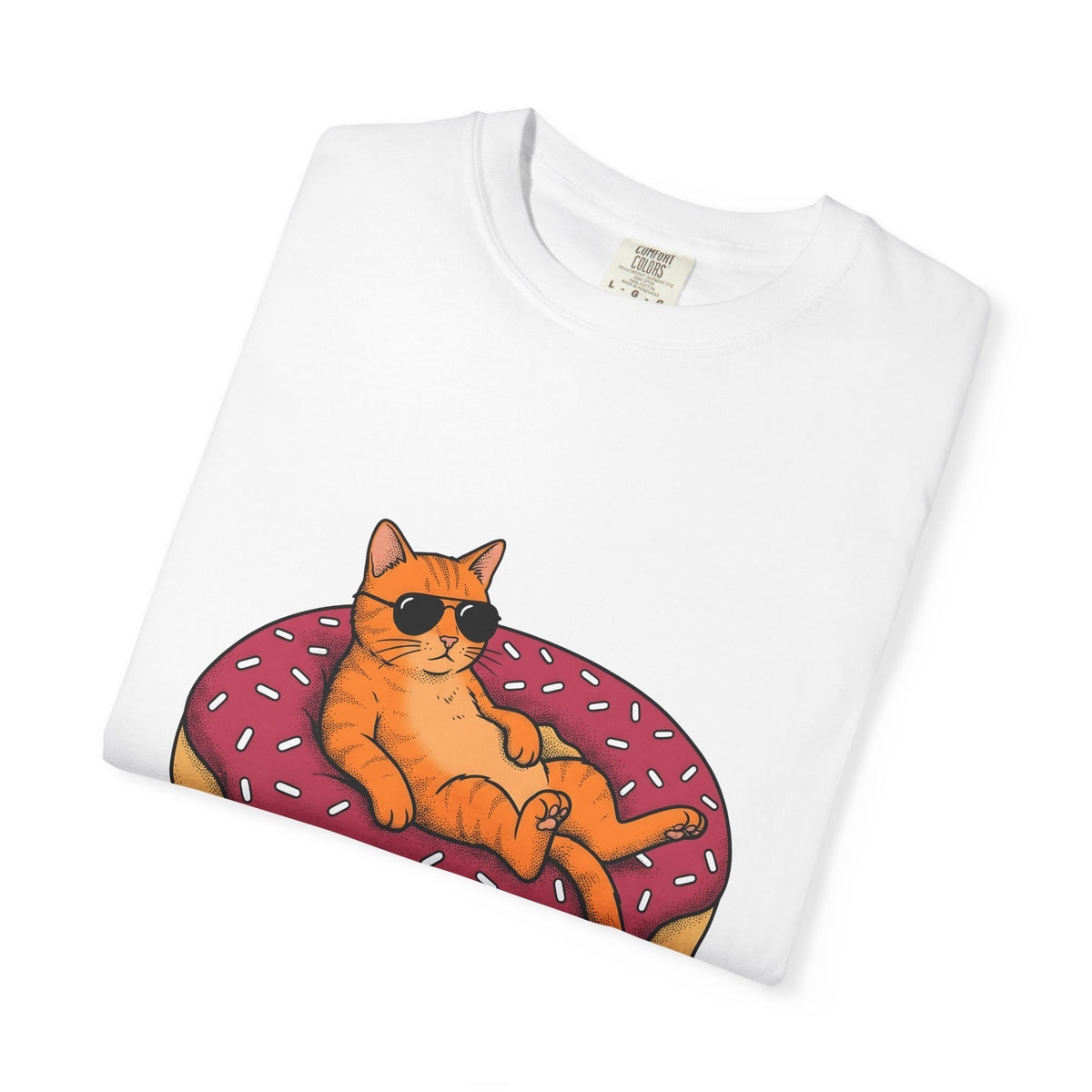 Feline Donut T-Shirt Cat Cuisine Gift Women Animated T-Shirt Cat T-Shirt Cat Fan Kitty T-Shirt Food Graphic Classic Glasses T-Shirt