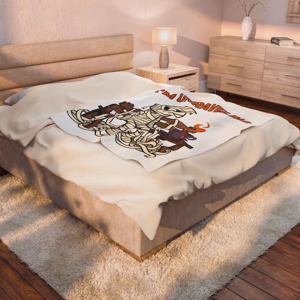 Mummy Halloween Joke Gift Comic Wrap Horror Fan Cartoon Pun Retro Teacup Blanket