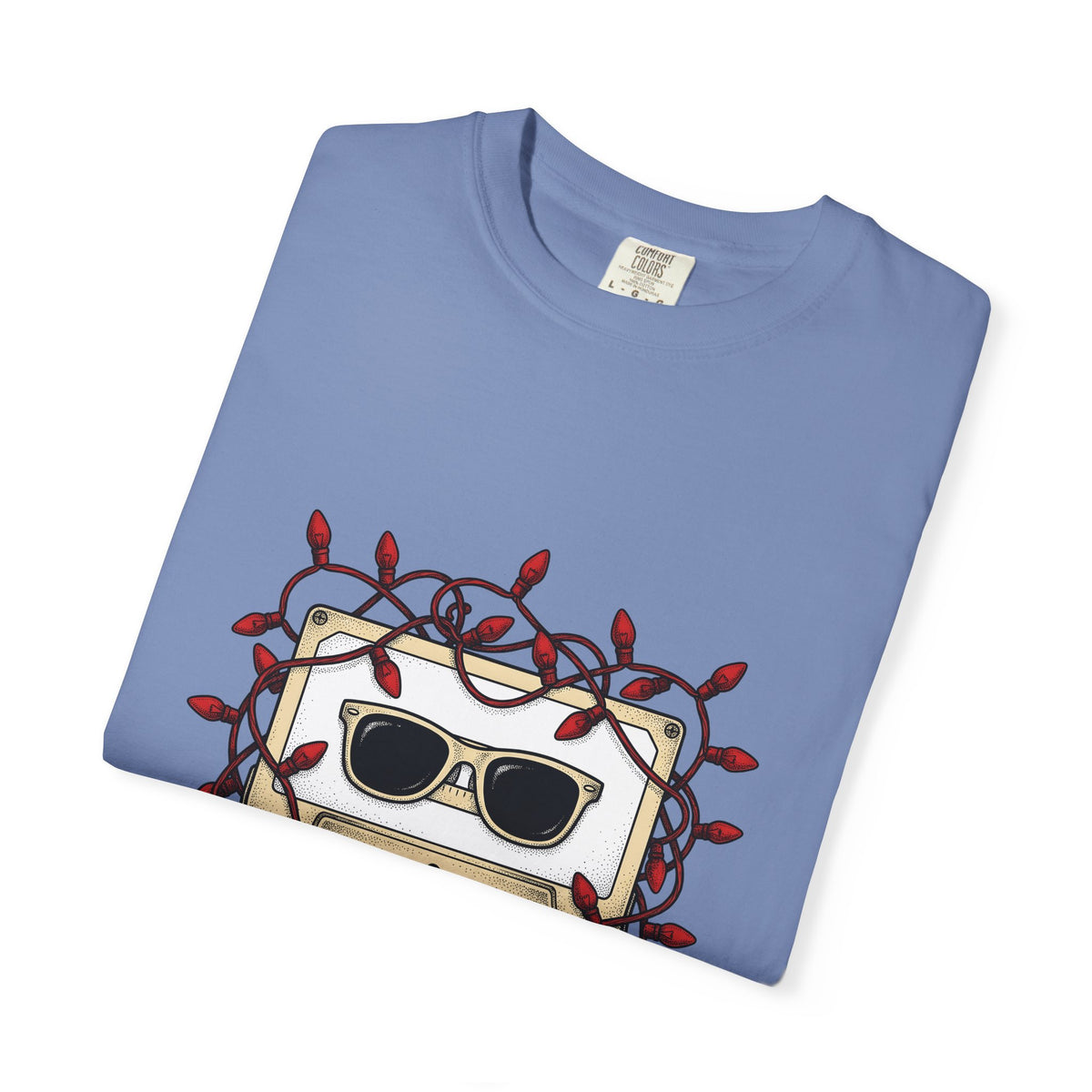 Cassette Tape T-Shirt Christmas Music Gift Women Retro T-Shirt Mixtape T-Shirt Xmas Fan Retro T-Shirt Melody Graphic Vintage Sunglasses T-Shirt