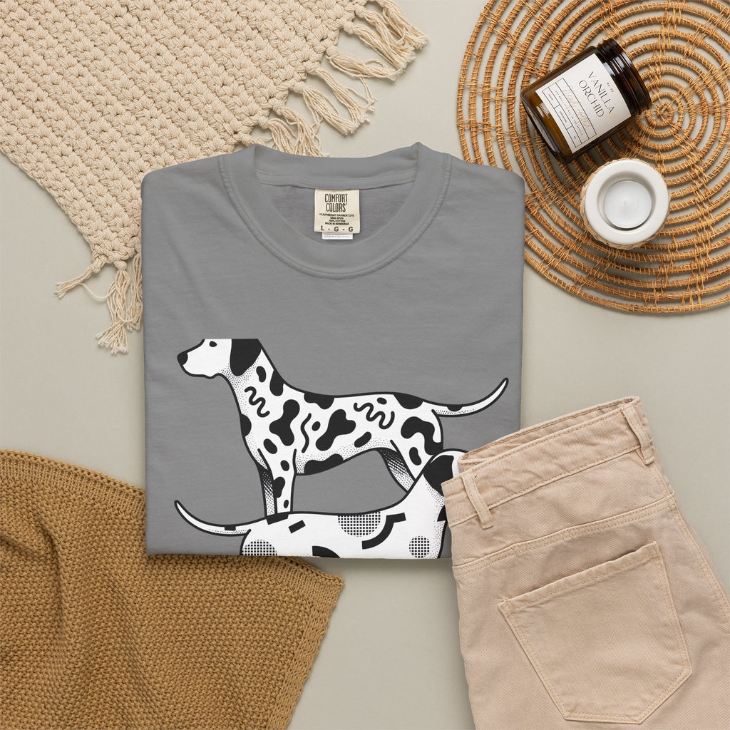 Dalmatian T-Shirt Dog Fauna Gift Women Flat T-Shirt Dalmatian T-Shirt Dog Fan Graphic Design Illustration Sketch Spot Design T-Shirt