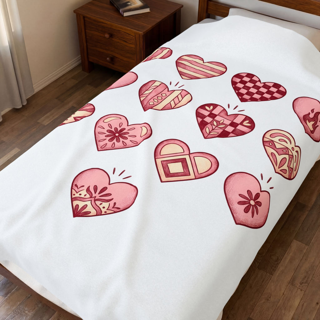 Love Heart Blanket Boho Chic Romance Gift Women Tribal Blanket Heart Blanket Bohemian Enthusiast Tribal Blanket Valentine Graphic Old School Bloom
