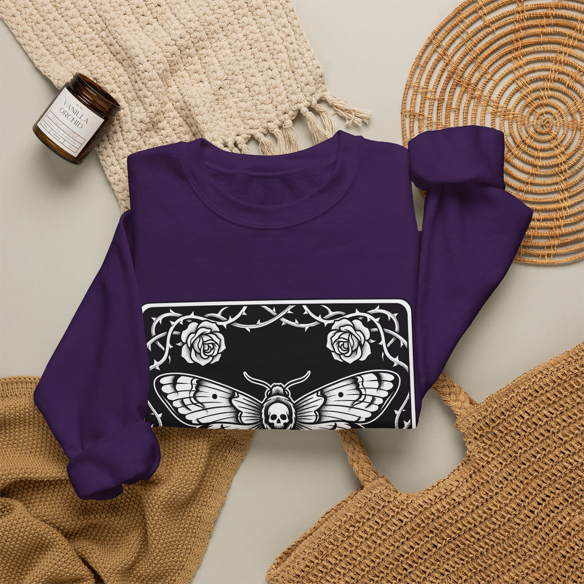 Skull Butterfly Sweatshirt Gothic Magic Gift Women Traditional Tattoo Sweatshirt Sugar Skull Sweatshirt Darkwave Fan Tattooed Sweatshirt Mystic Graphic Horror