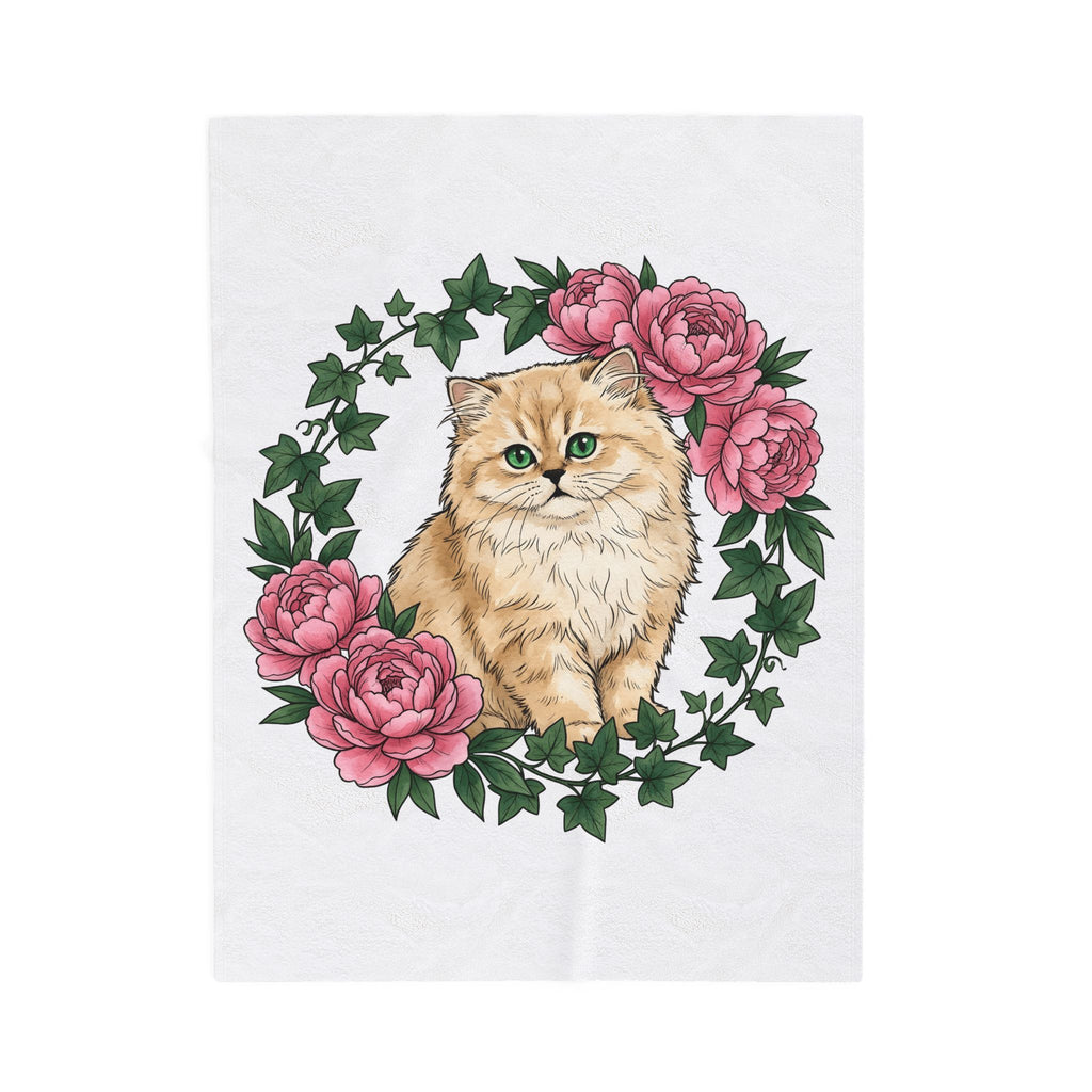 Longhair Cat Cat Blossoms Gift Acrylic Maine Coon Cat Fan Feline Floral Ink Floral Blanket