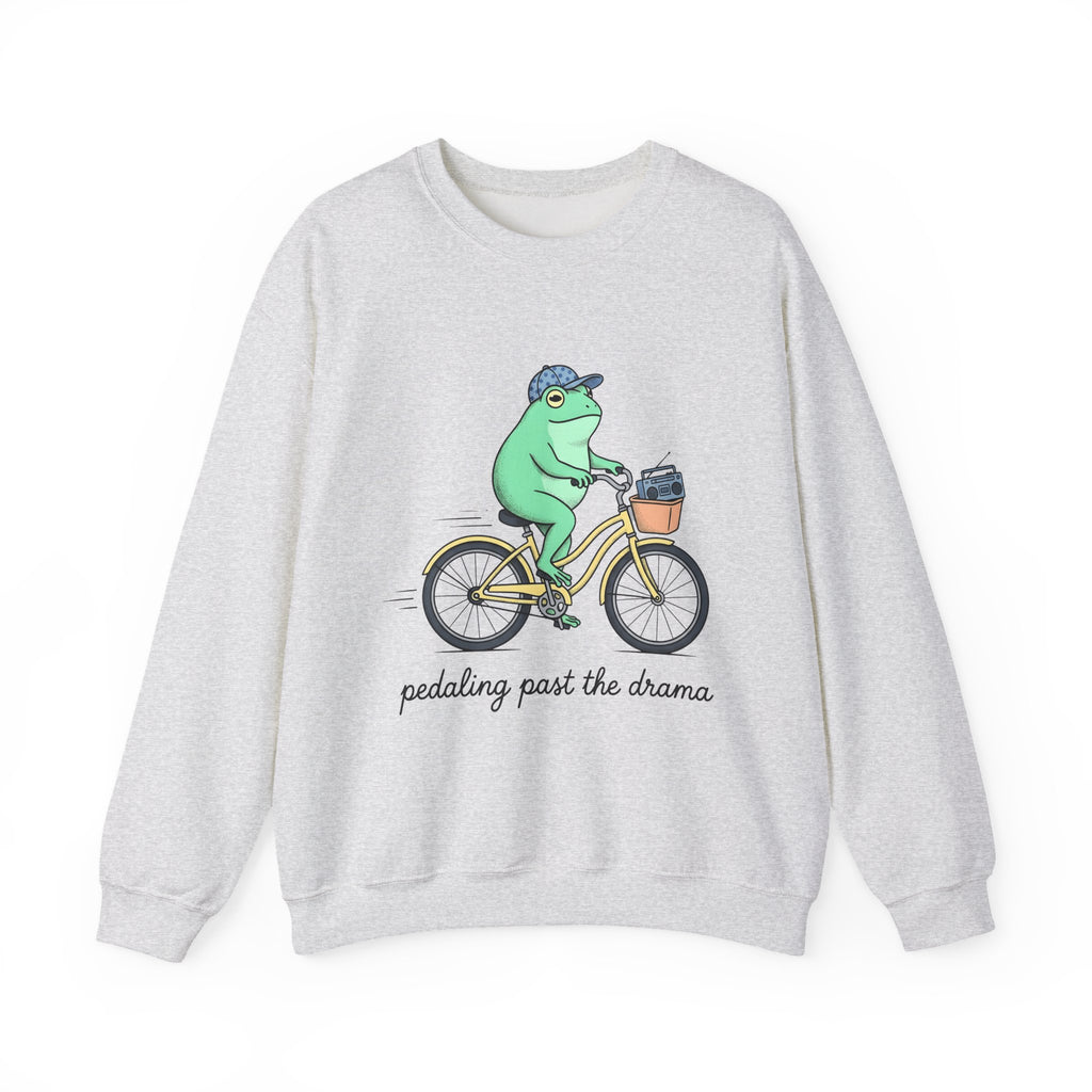 Frog Cycle Sweatshirt Funny Critters Gift Women Graphic Sweatshirt Toad Sweatshirt Humor Fan Cartoon Sweatshirt Creature Graphic Old School Music Player Sweatshirt