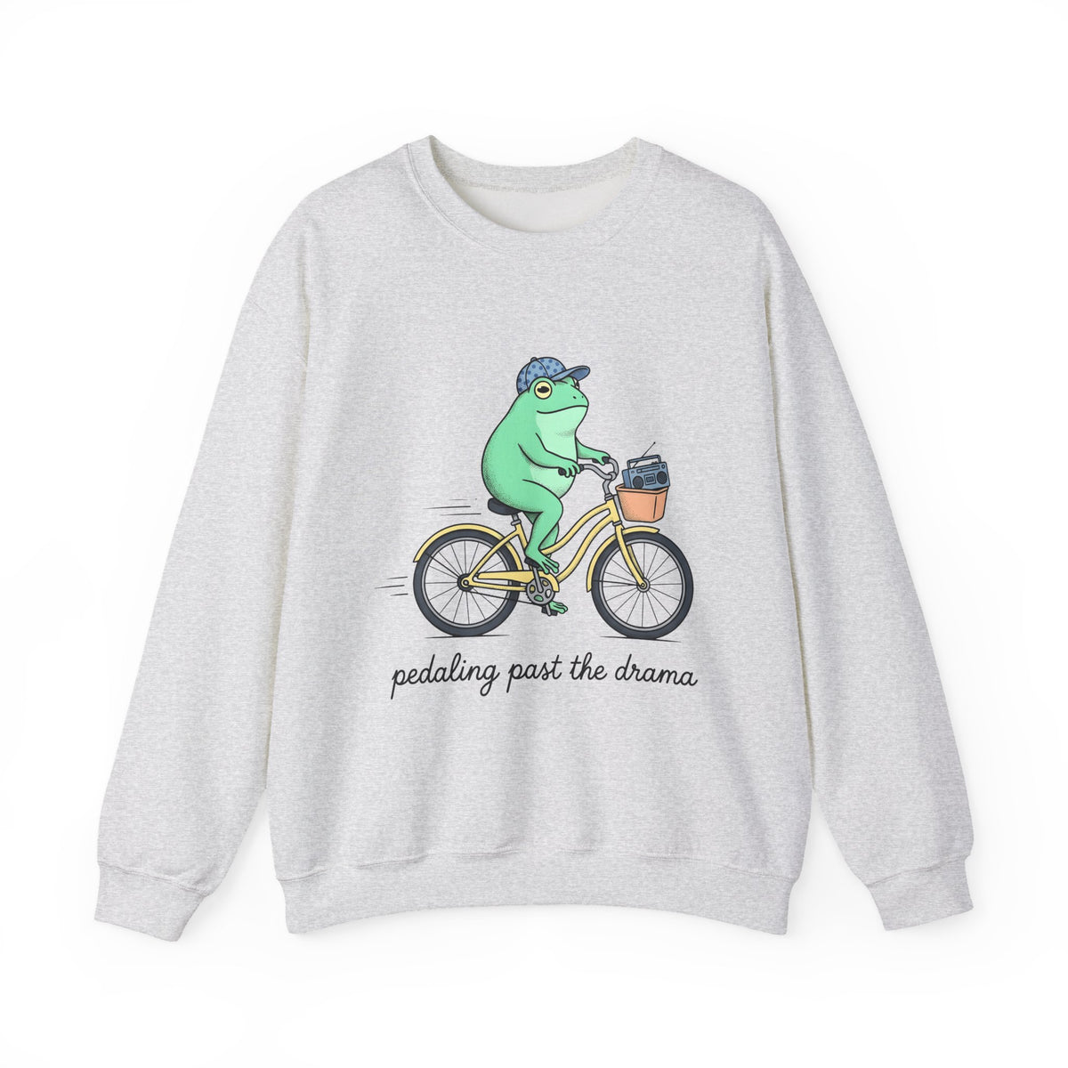 Frog Cycle Sweatshirt Funny Critters Gift Women Graphic Sweatshirt Toad Sweatshirt Humor Fan Cartoon Sweatshirt Creature Graphic Old School Music Player Sweatshirt