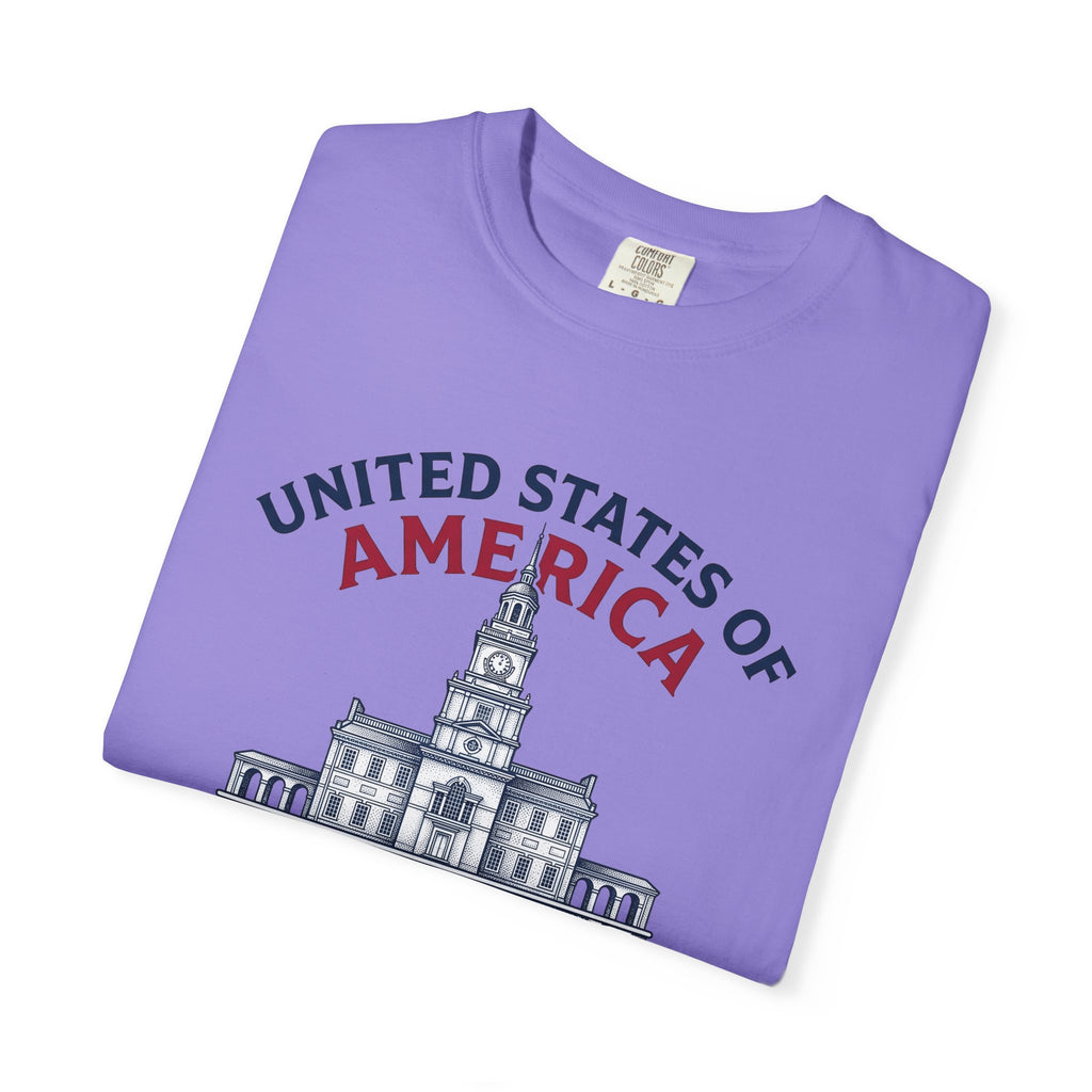 Independence Hall Art T-Shirt America Culture Gift Women Liberty T-Shirt Historic Building T-Sh