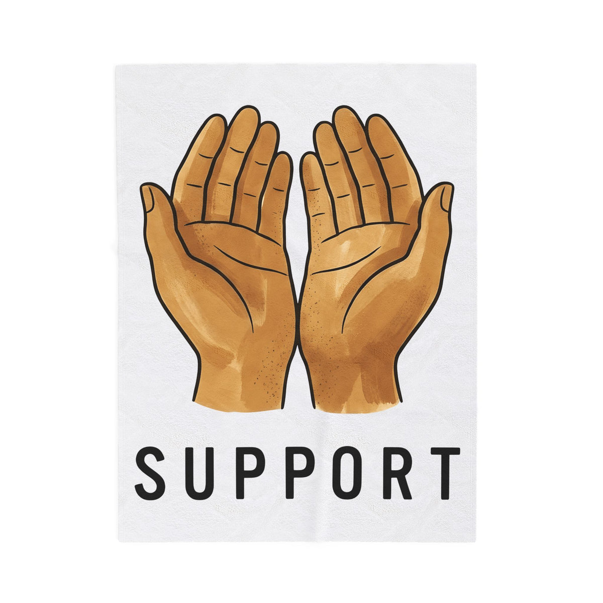 Open Palms Blanket Support Thanks Gift Women Sketch Blanket Hands Blanket Caregiver Enthusiast Drawing Illustration Gratitude Graphic Simple