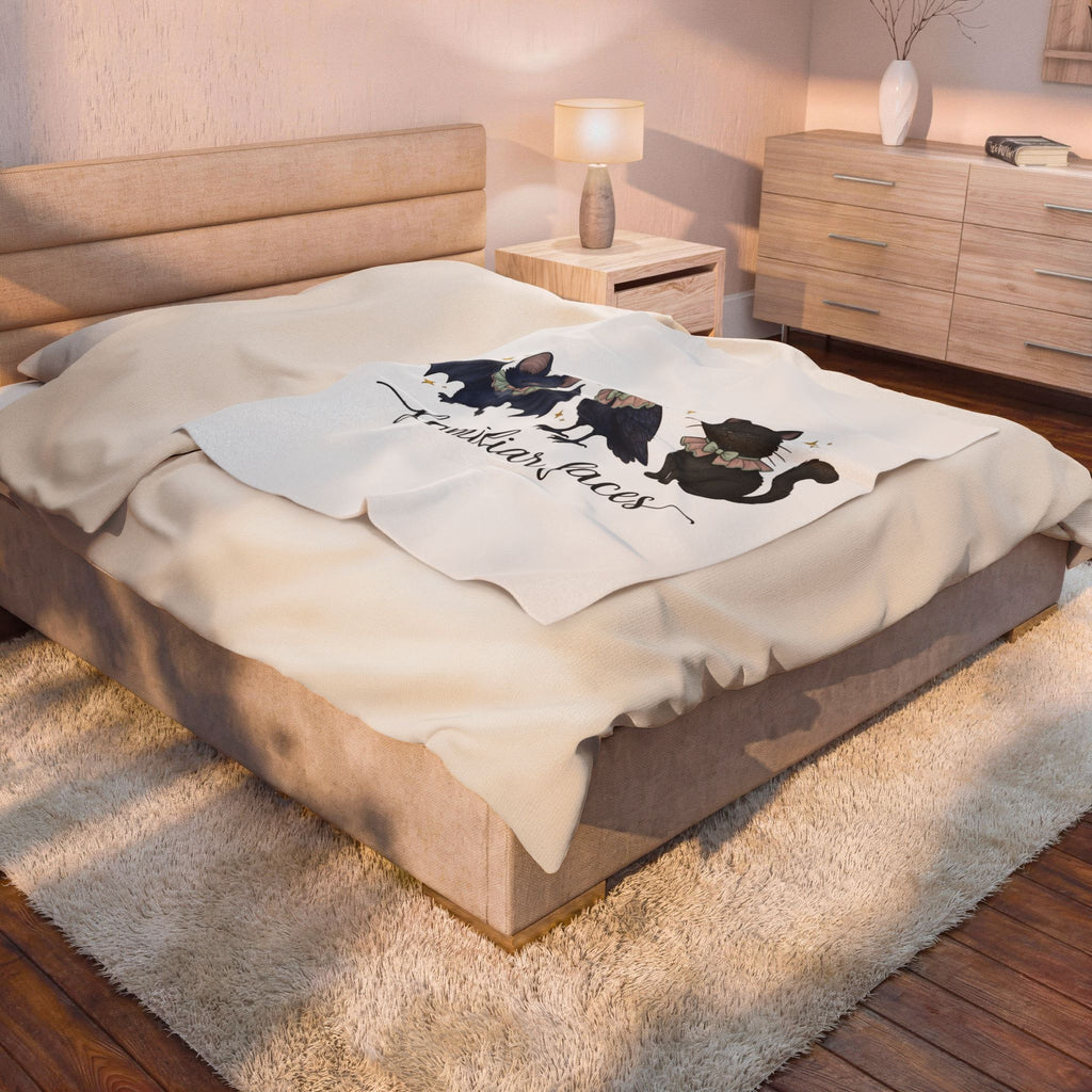 Bat Crow Cat Blanket Halloween Witch Gift Women Cute Blanket Animal Blanket Spooky Fan Cartoon Blanket Magical Graphic Hand