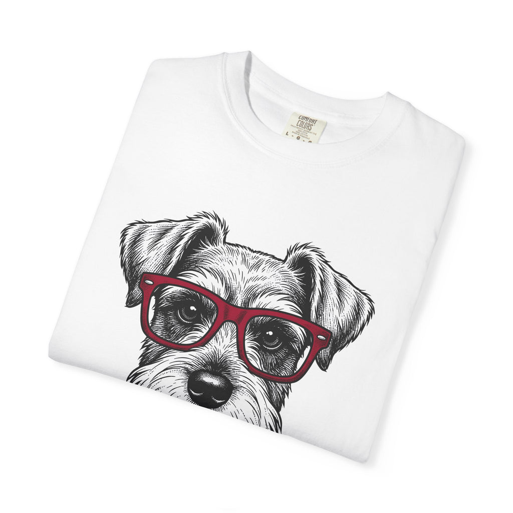 Schnauzer Pet T-Shirt Dog Critters Gift Women Line Art T-Shirt Dog T-Shirt Dog Fan Dog Graphic Dog Graphic Cartoon Spectacles T-Shirt