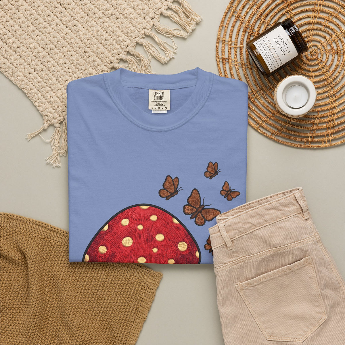 Shroom T-Shirt Boho Chic Environment Gift Women Applique T-Shirt Mushroom T-Shirt Hippie Fan Embroidered T-Shirt Eco Graphic Old-Fashioned