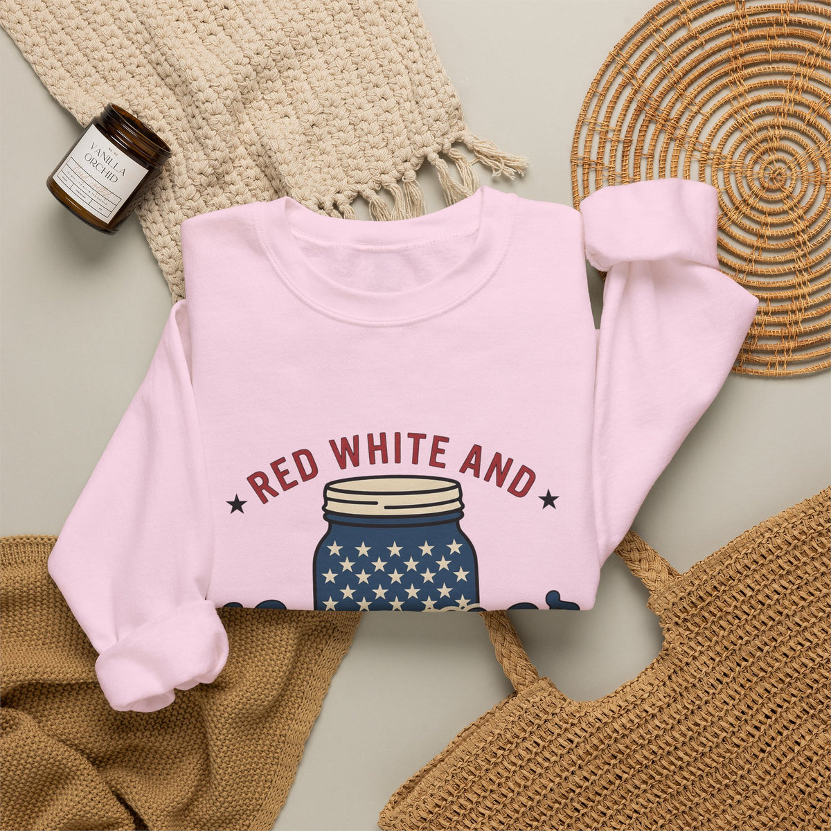 American Mason Jar Sweatshirt 4th Of July Summer Decor Gift Women Farmhouse Sweatshirt Mason Jar Sweatshirt Patriotic Fan Rustic Sweatshirt Summer Design