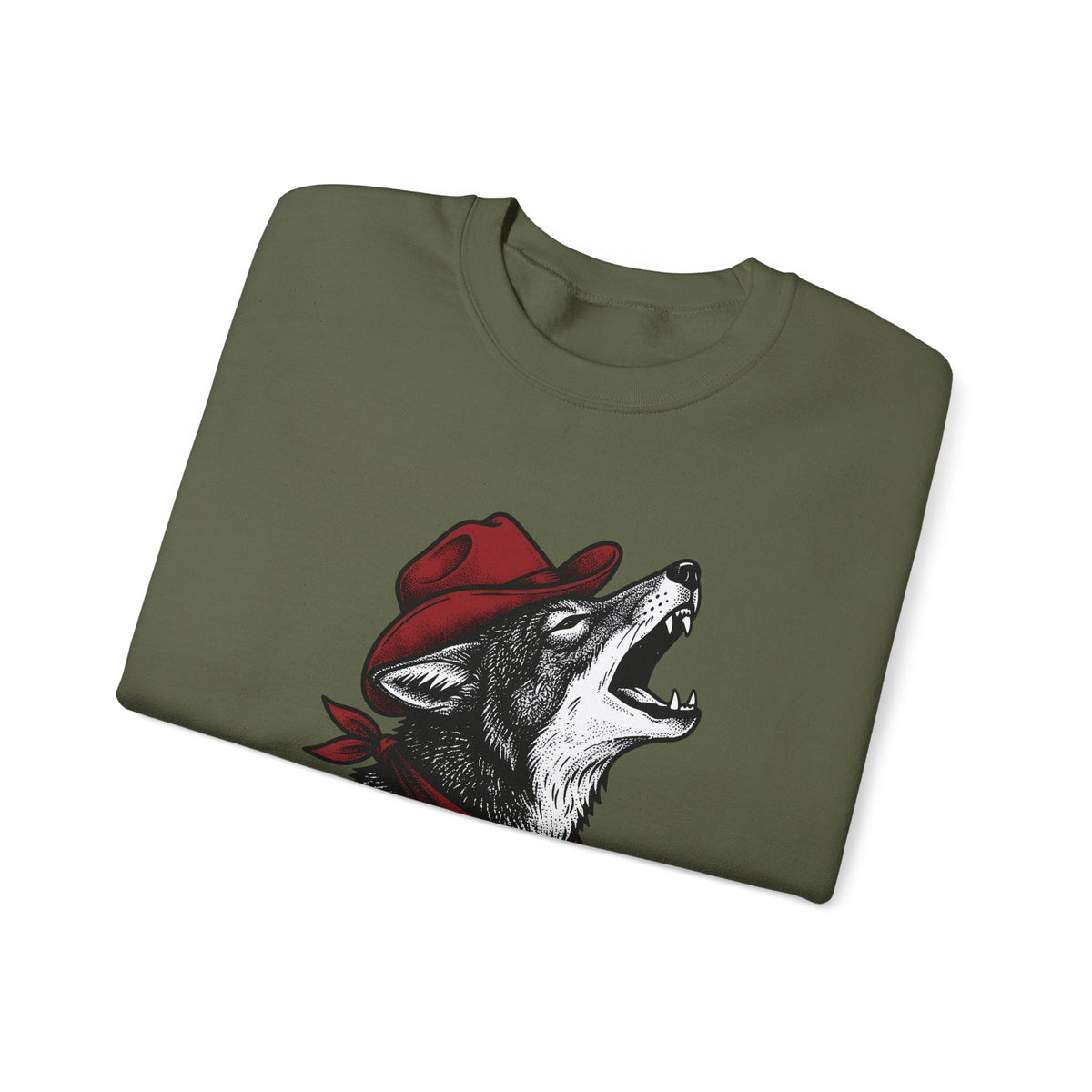 Cowboy Wolf Sweatshirt Cowgirl Western Gift Women Vintage Sweatshirt Werewolf Sweatshirt Cowboy Fan Retro Sweatshirt Rodeo Graphic Hand Drawn Bandana Sweatshirt