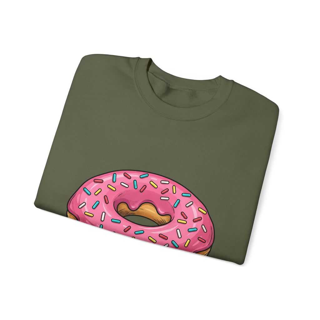 Donut Image Sweatshirt Desserts Cuisine Gift Women Comic Sweatshirt Doughnut Sweatshirt Pastry Fan Cartoon Sweatshirt Food Graphic Modern Nonpareils Sweatshirt