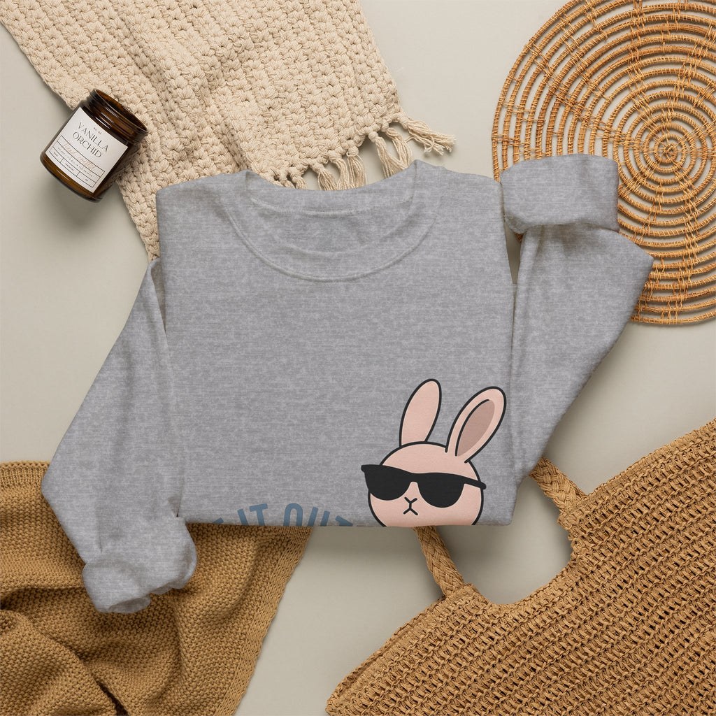 Bunny Sunglasses Sweatshirt Teacher Humor Gift Women Cartoon Sweatshirt Rabbit Shades Sweatshirt Educator Enthusiast Comic Sweatshirt Funny Graphic Minimalist