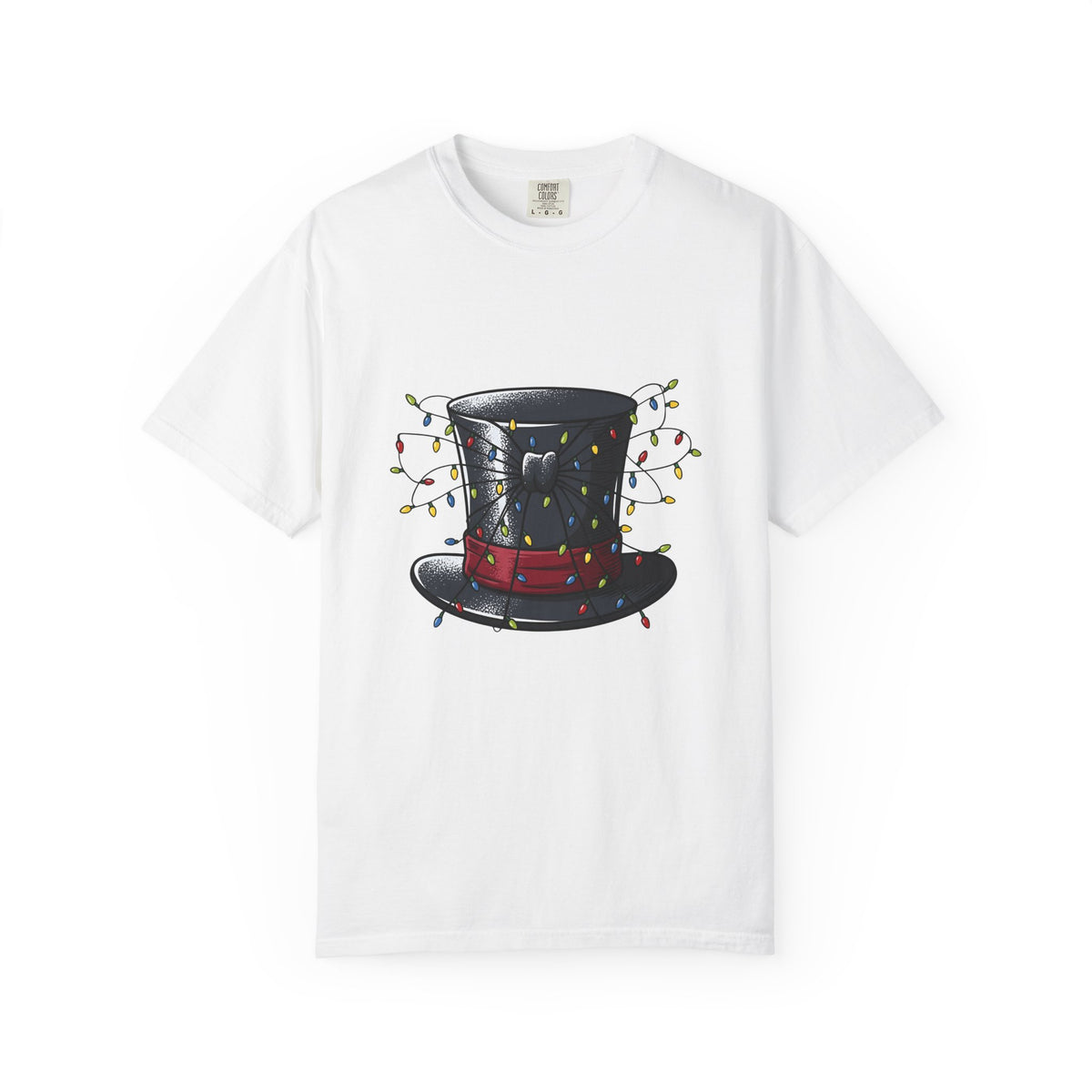 Top Hat Christmas Festive Gift Retro Topper Xmas Fan Vintage Holiday Line Bistro Lights T-Shirt