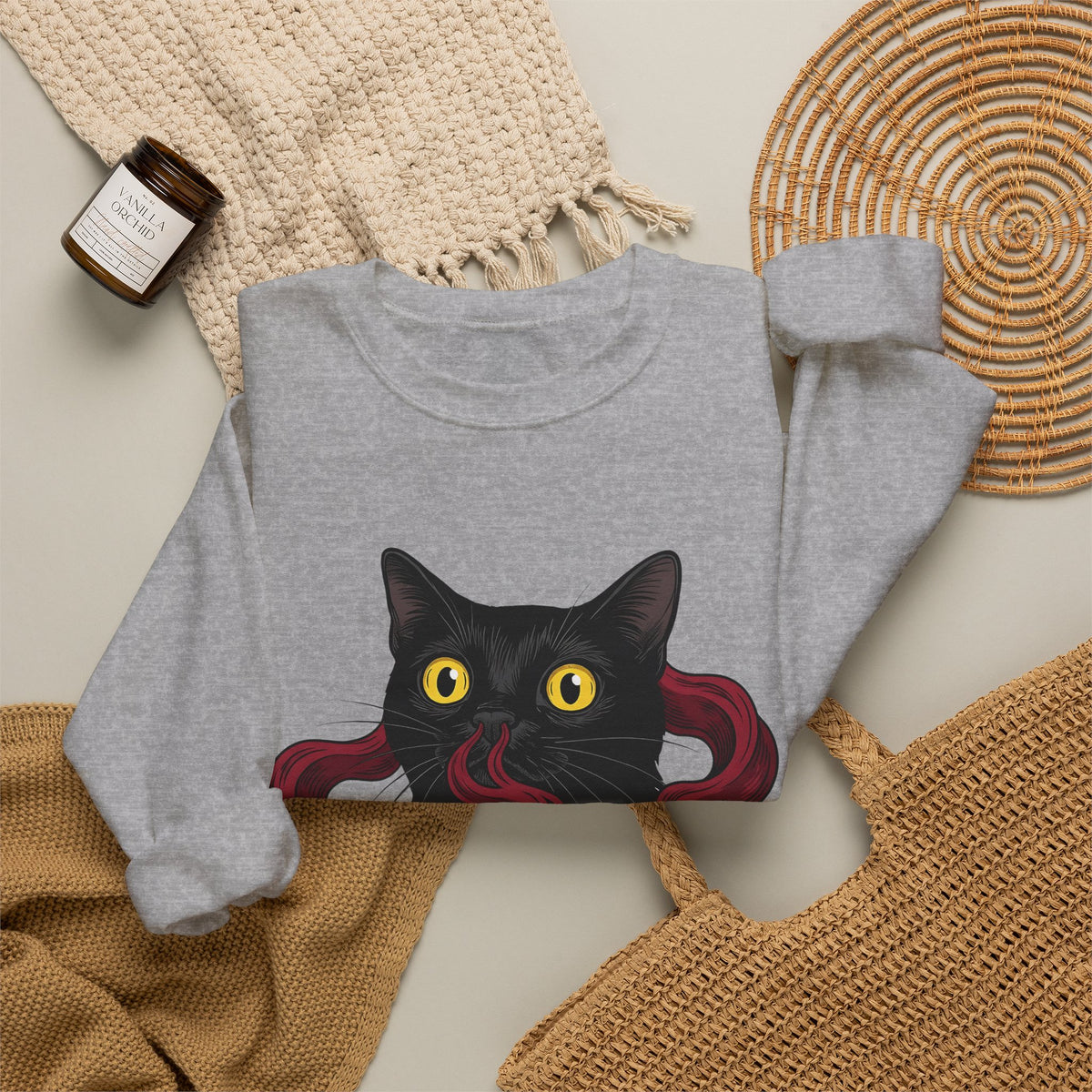 Black Cat Cat Magic Gift Haunted Kitten Cat Fan Spooky Occult Old Fashioned Smudge Sweatshirt