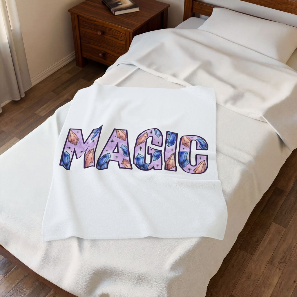 Gemstone Illustration Blanket Moms Metaphysical Gift Women Hippie Blanket Crystal Blanket Mother Enthusiast Spiritual Blanket Esoteric Graphic