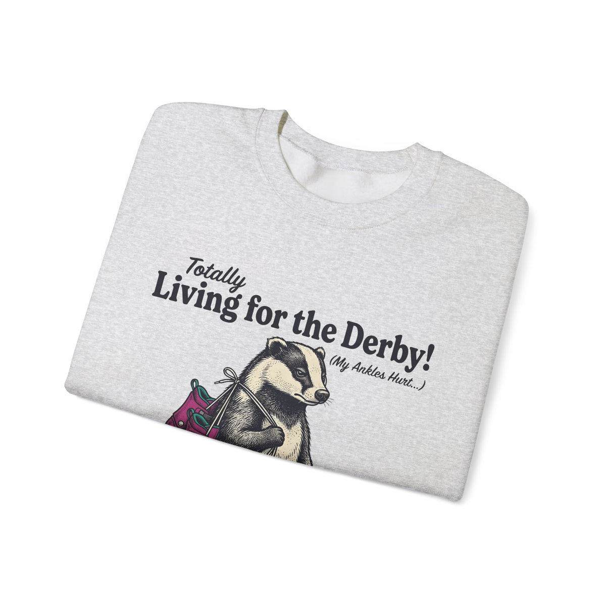 Badger Roller Skates Sweatshirt Funny Pet Gift Women Retro Sweatshirt Roller Skating Sweatshirt Humor Fan Vintage Sweatshirt Animal Graphic Sketch Creature