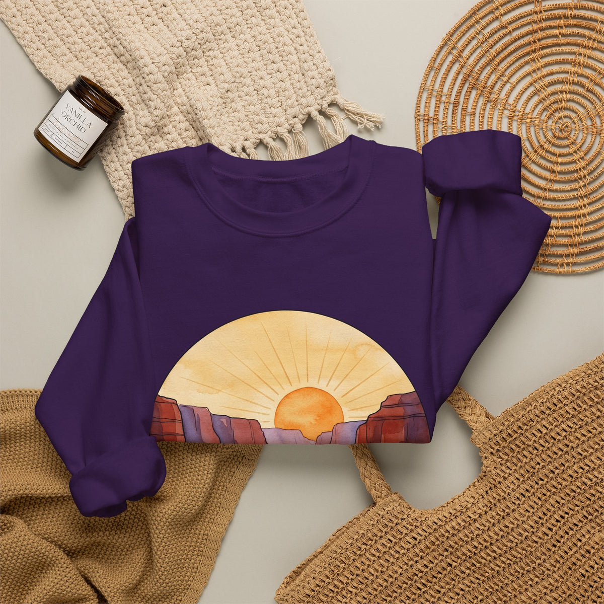 Desert Canyon Sweatshirt Nature Hiking Gift Women Hand Painted Sweatshirt Canyon Sweatshirt Outdoors Enthusiast Painted Sweatshirt Trekker Graphic Retro Dawn