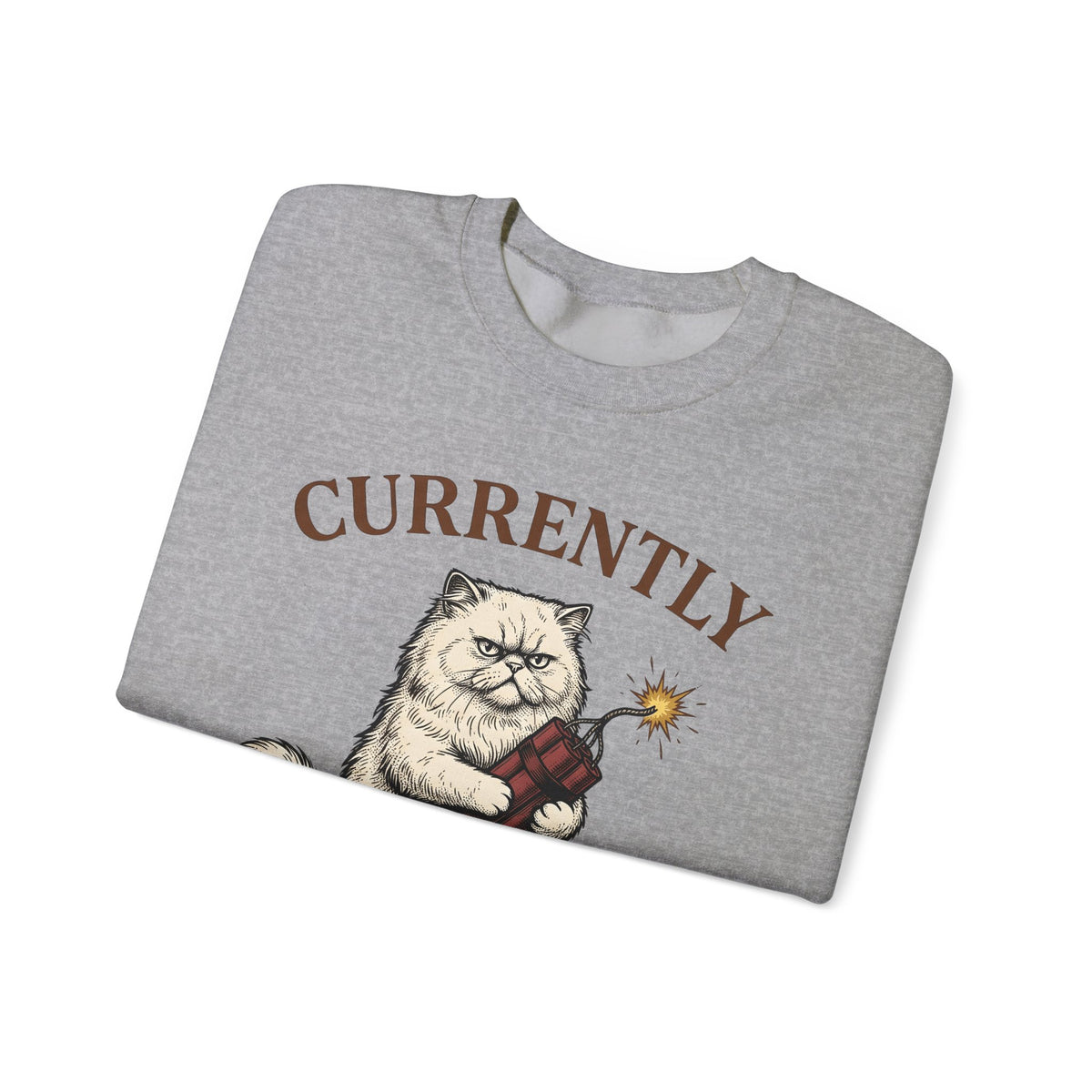 Upset Cat Sweatshirt Funny Wildlife Gift Women Old School Sweatshirt Angry Cat Sweatshirt Humor Fan Vintage Sweatshirt Animal Graphic Doodle Explosion Sweatshirt