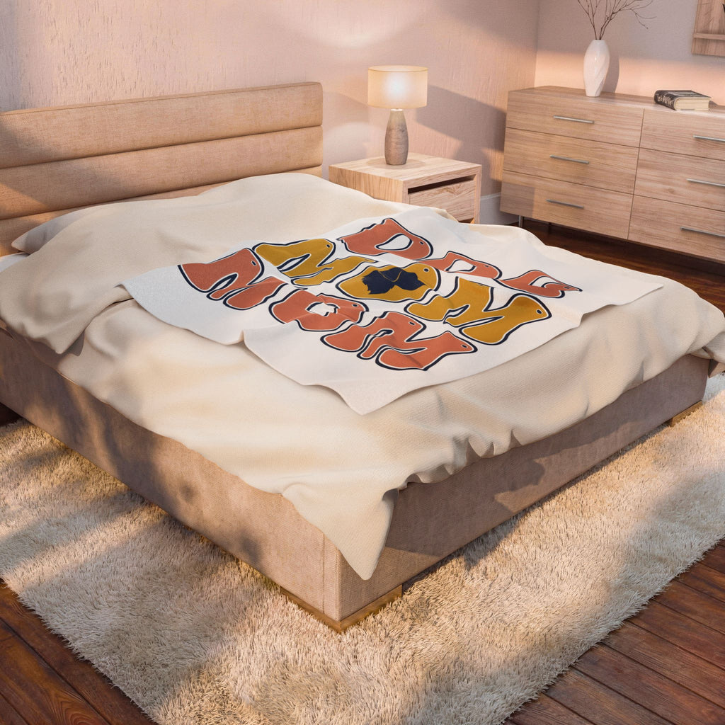 Dog Outline Blanket Dog Mom Animal Gift Women Vintage Blanket Puppy Blanket Dog Mom Fan Retro Blanket Creature Graphic Minimalist Large Text Blanket