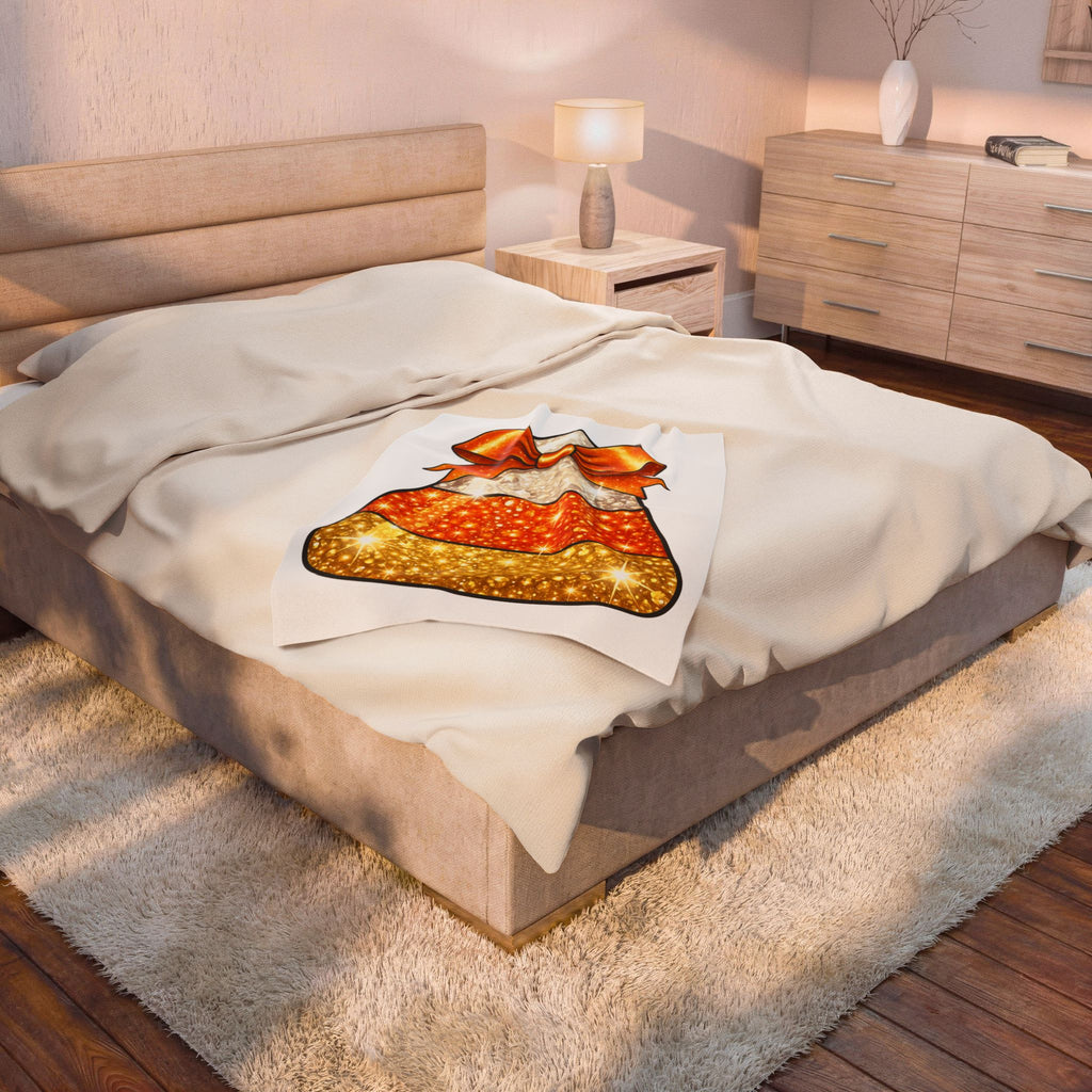 Candy Corn Blanket Halloween Candy Gift Women Glitter Blanket Triangular Corn Blanket Spooky Fan Sparkling Blanket Sweets Graphic Kawaii Bow Blanket