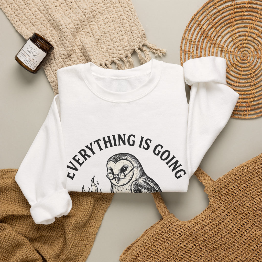Owl Eyeglasses Sweatshirt Funny Critters Gift Women Old-Fashioned Sweatshirt Owl Sweatshirt Humor Fan Vintage Sweatshirt Creature Graphic Outline Blazing Book