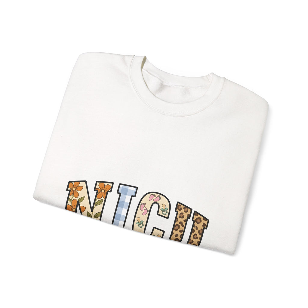 Nicu Letters Pattern Sweatshirt Nurses Baby Gift Women Playful Sweatshirt Neon Letters Sweatshirt Nurse Practitioner Enthusiast Whimsical Sweatshirt Infant