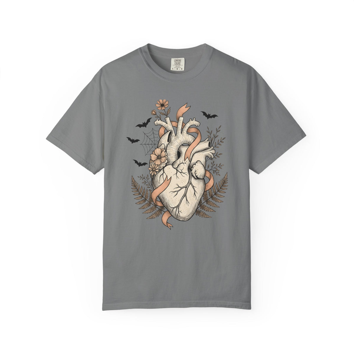 Anatomical Heart T-Shirt Halloween Gothic Gift Women Tattoo Art T-Shirt Cardiac T-Shirt Horror Fan Ink T-Shirt Dark Graphic Vintage Bats T-Shirt