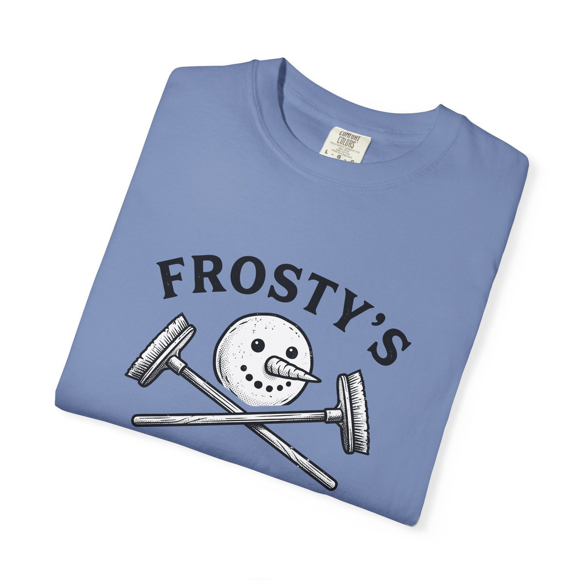 Snowman Face T-Shirt Christmas Exercise Gift Women Old School T-Shirt Frosty T-Shirt Xmas Fan Retro T-Shirt Fitness Graphic Outline Brush Broom