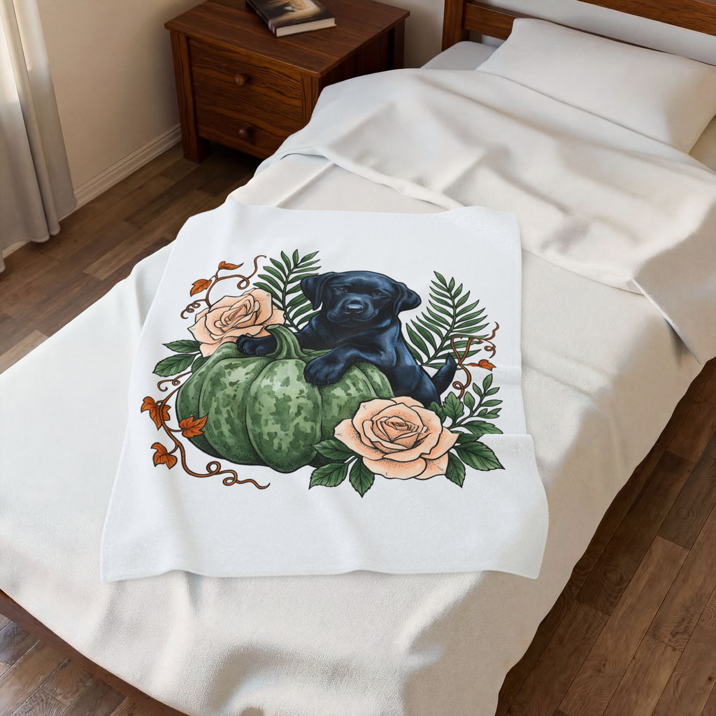 Black Labrador Dog Blanket Halloween Pet Gift Women Old School Blanket Labrador Blanket Halloween Fan Vintage Blanket Dog