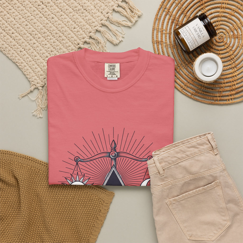 Sun Moon Symmetry T-Shirt Boho Chic Star Signs Gift Women Fantasy T-Shirt Lunar T-Shirt Bohemian Fan Mystical T-Shirt Zodiac Graphic Sketch Scale