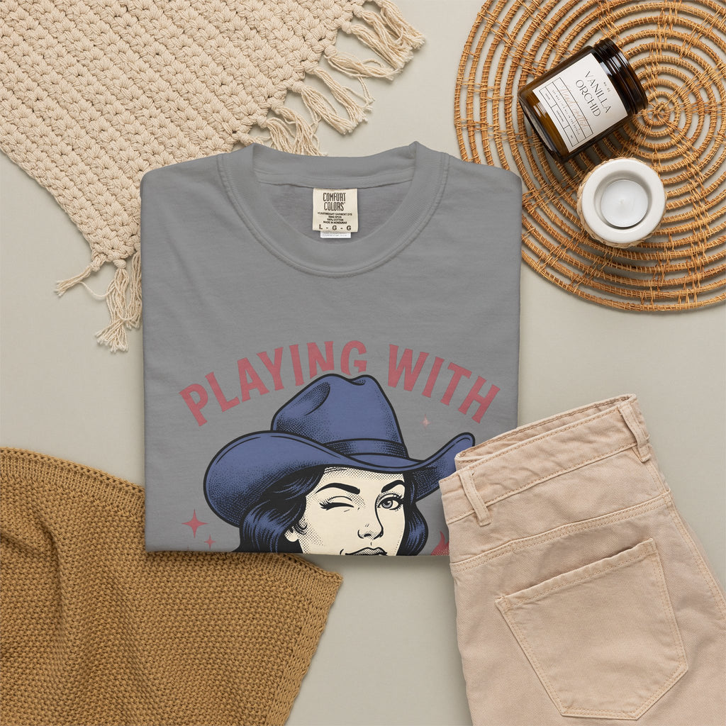 Cowgirl Portrait Cowgirl Western Gift Vintage Cowboy Rodeo Fan Rustic Retro Matchstick T-Shirt