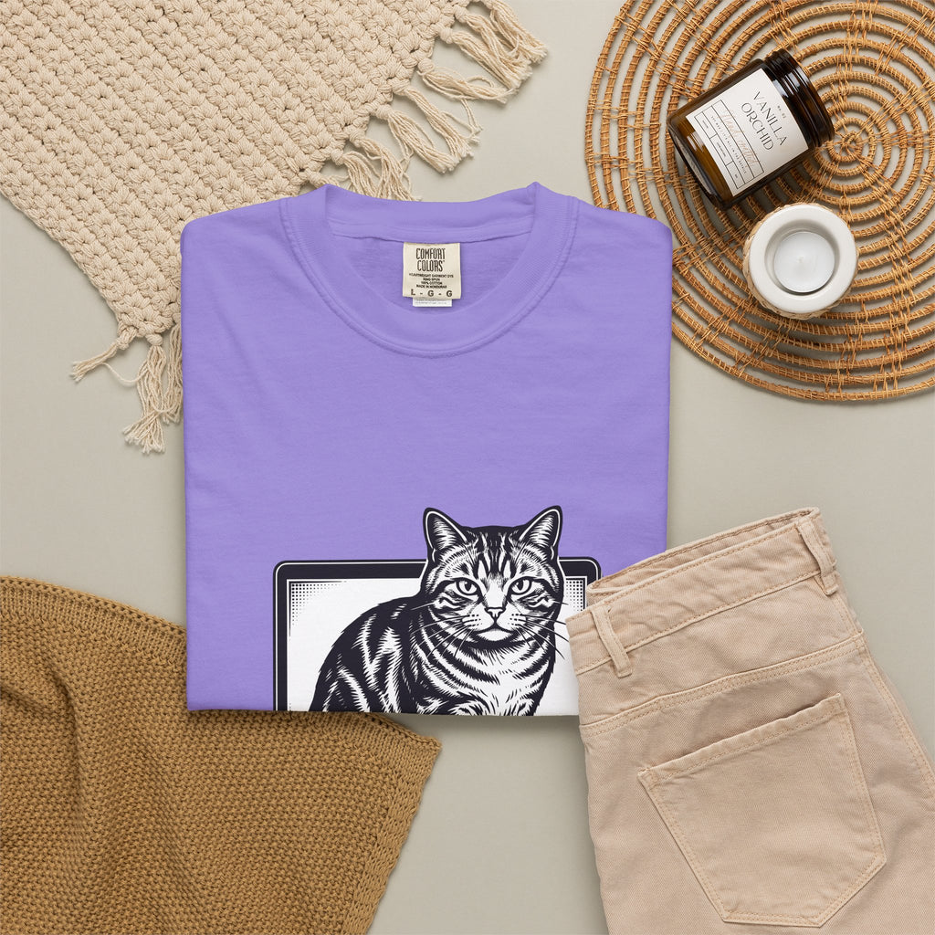 Orange Cat T-Shirt Cat Gadgets Gift Women Classic T-Shirt Kitty T-Shirt Cat Fan Retro T-Shirt Tech Graphic Doodle Notebook T-Shirt