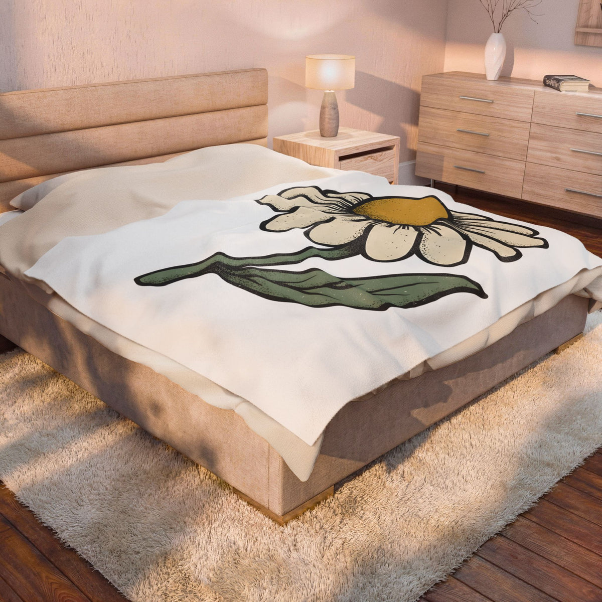 Daisy Petal Blanket Floral Nature Gift Women Cartoon Blanket Flower Blanket Botanical Fan Comic Blanket Outdoor Graphic Silhouette Sprig Blanket
