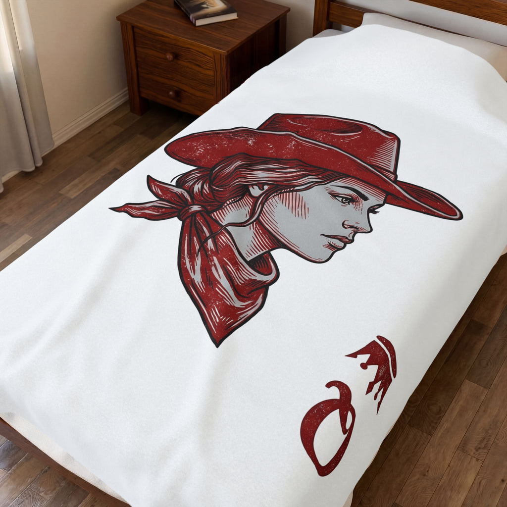 Cowgirl Face Blanket Cowgirl Country Gift Women Retro Blanket Cowgirl Blanket Rodeo Fan Vintage Blanket Country Graphic Sketch Tiara Blanket