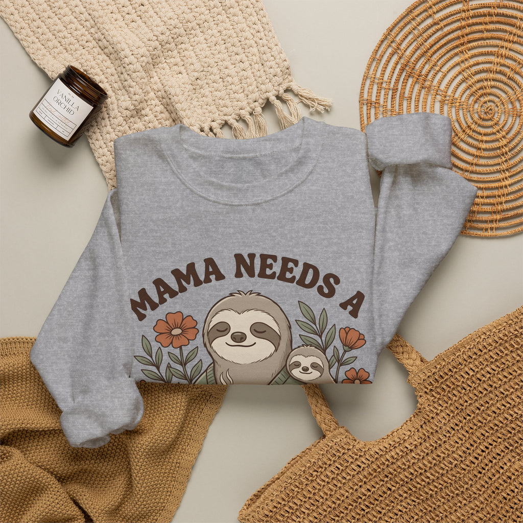 Sloth Mother Moms Espresso Gift Kawaii Sloth Mom Enthusiast Cute Coffee Sketch Blossoms Sweatshirt