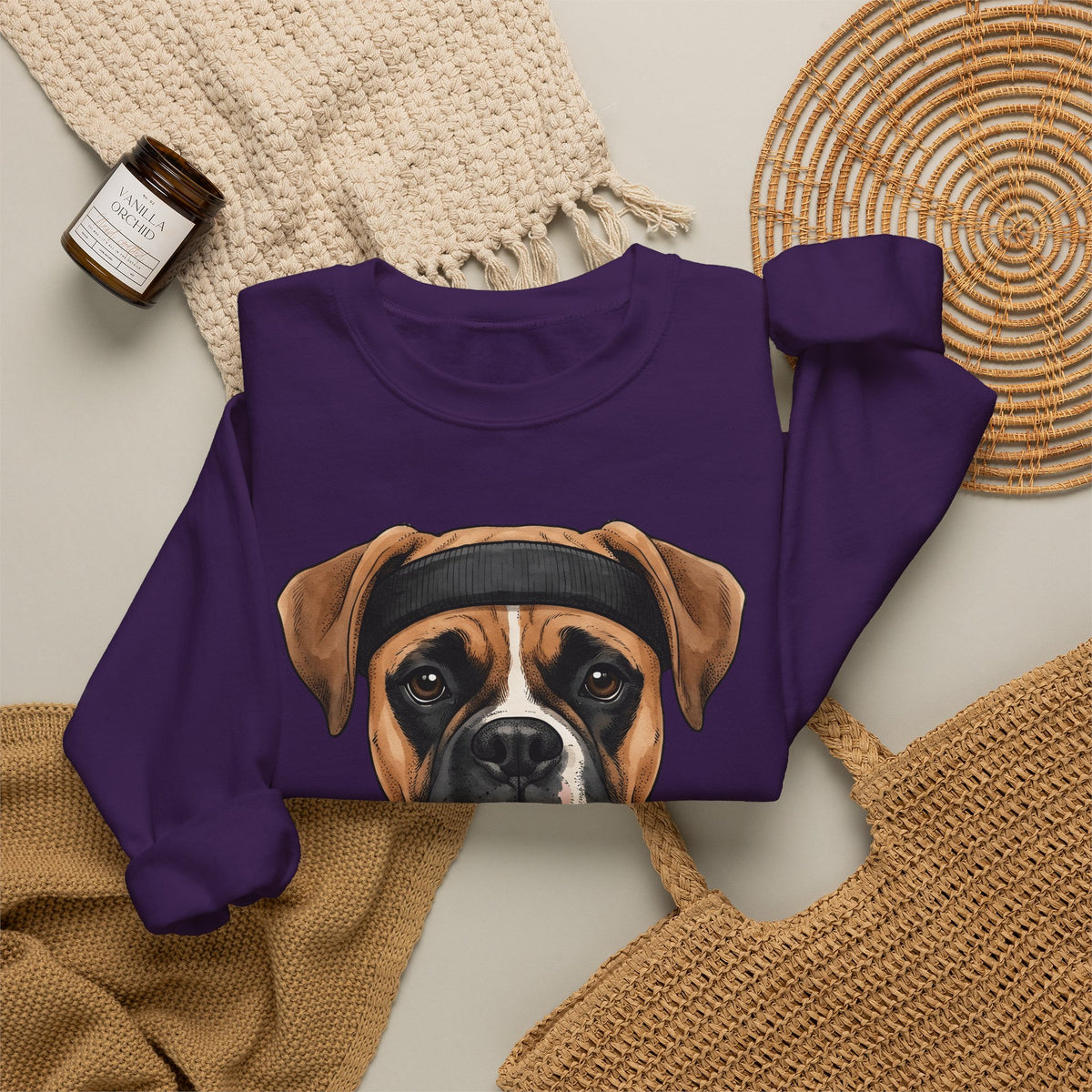 Boxer Puppy Sweatshirt Dog Apparel Gift Women Cartoon Sweatshirt Puppy Sweatshirt Dog Fan Canine Sweatshirt Clothing Graphic Line Art Pullover Sweatshirt