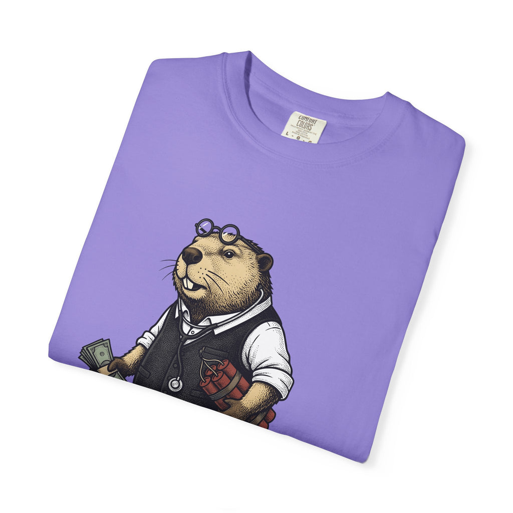 Beaver Apparel T-Shirt Funny Fauna Gift Women Caricature T-Shirt Beaver T-Shirt Humor Fan Cartoon T-Shirt Wildlife Graphic Old School Cash Money