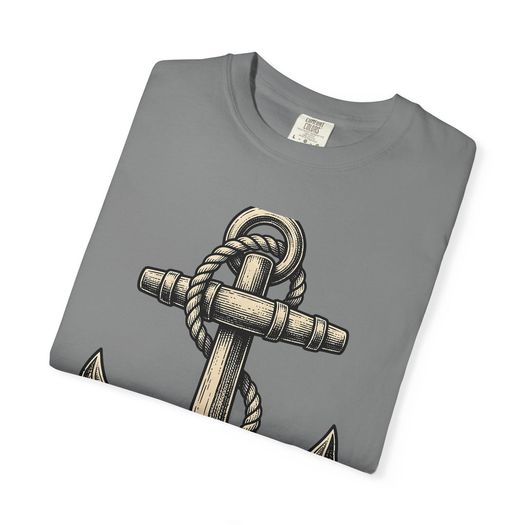 Anchor Line Nautical Beach Gift Old School Rope Sailor Fan Mooring Outline Seaside T-Shirt