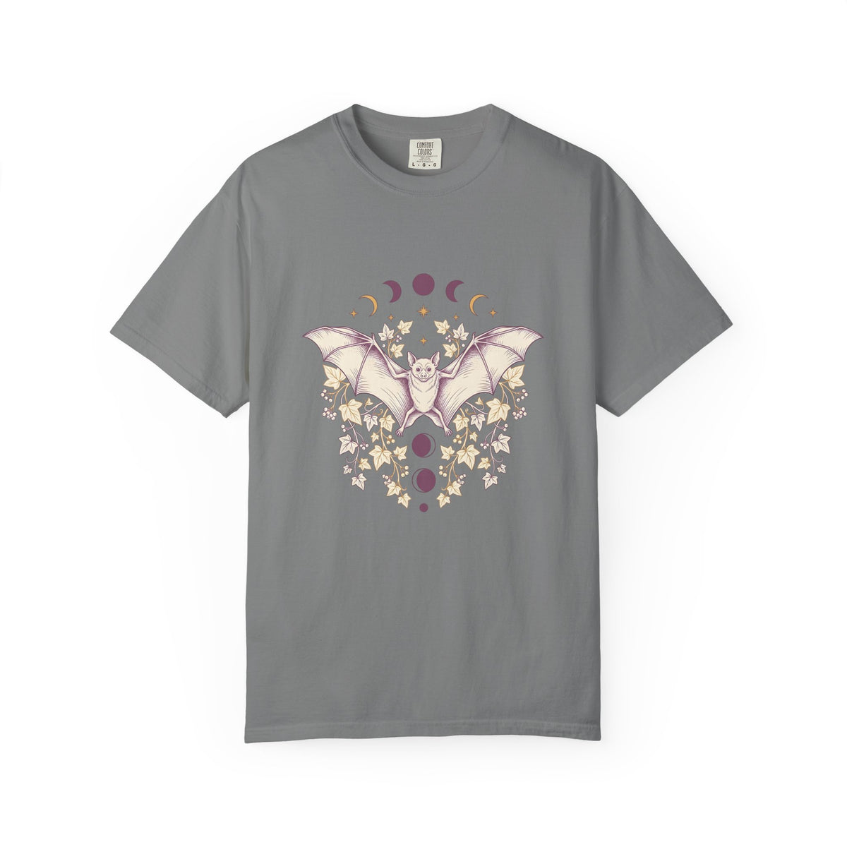 Bat Drawing T-Shirt Cottagecore Dark Gift Women Hippie T-Shirt Bat T-Shirt Cottage Fan Bohemian T-Shirt Gothic Graphic Antique Plant T-Shirt