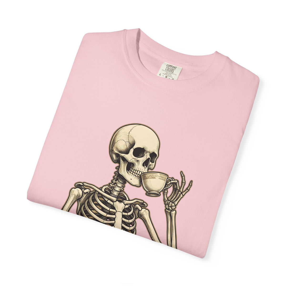 Skeleton Tea Cup T-Shirt Halloween Goth Gift Women Vintage T-Shirt Tea Cup T-Shirt Horror Fan Retro T-Shirt Dark Graphic Hand