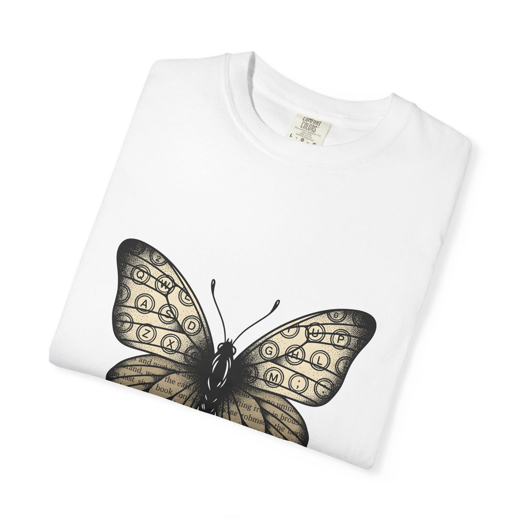Butterfly Design T-Shirt Moms Environment Gift Women Sketch T-Shirt Butterfly T-Shirt Motherhood Fan Illustration Graphic Cartoon Keyboard Keys