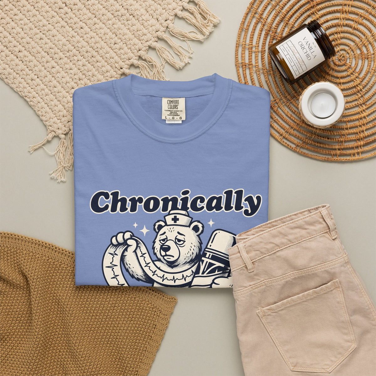 Nurse Bear T-Shirt Nurses Humor Gift Women Vintage T-Shirt Teddy Bear T-Shirt Nursing Enthusiast Retro T-Shirt Funny Graphic Hand Drawn Coffee T-Shirt