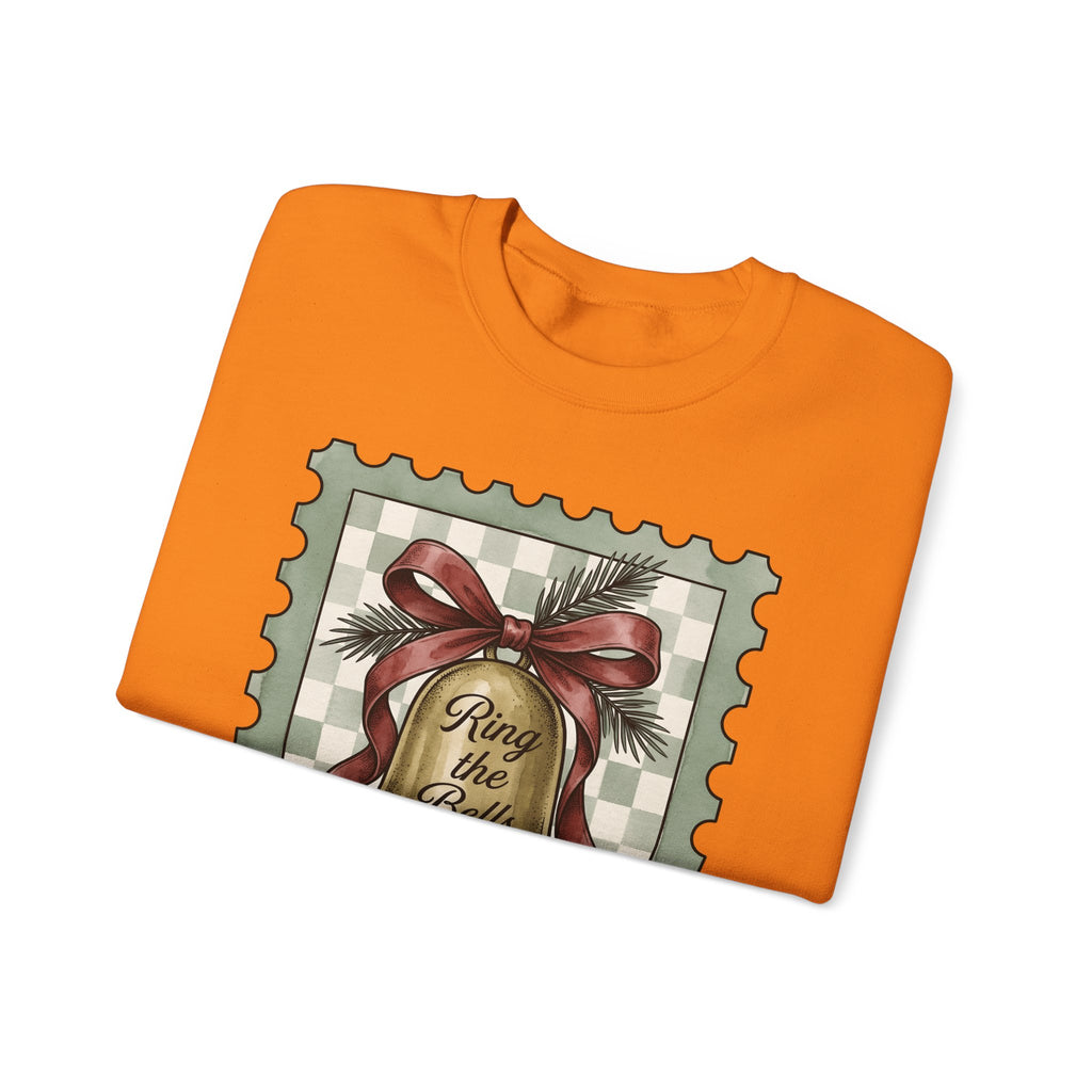 Festive Bell Sweatshirt Christmas Seasonal Gift Women Retro Sweatshirt Jingle Bell Sweatshirt Christmas Fan Vintage Sweatshirt Holiday Graphic Rustic Fir Twig