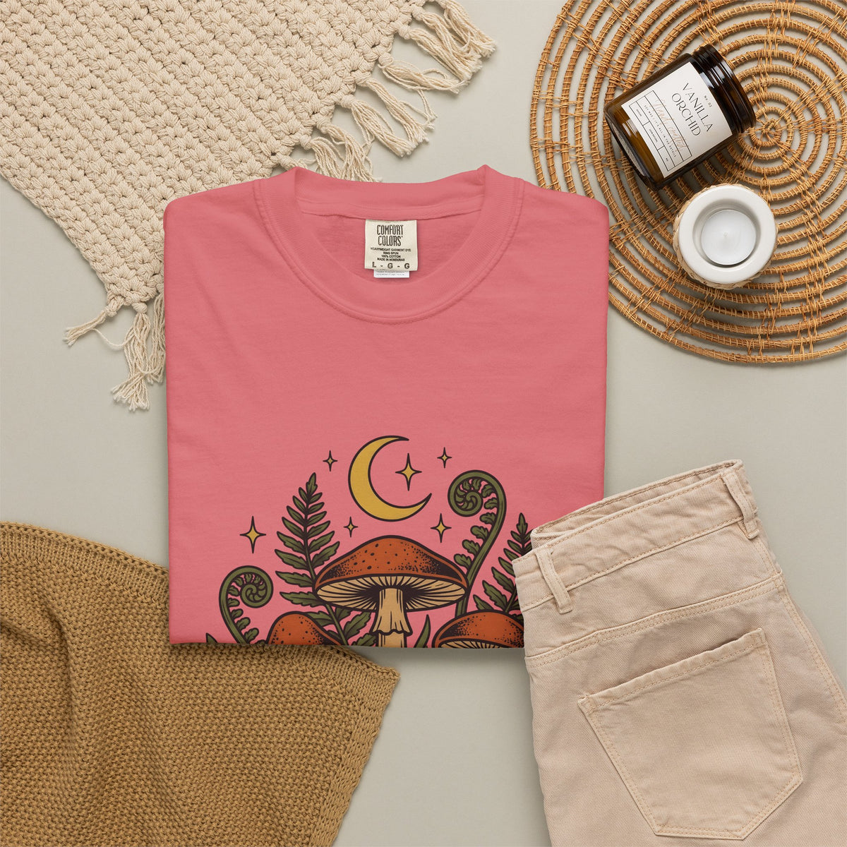 Mushroom Drawing T-Shirt Nature Garden Gift Women Hippie T-Shirt Fungus T-Shirt Outdoors Fan Psychedelic T-Shirt Yard Graphic Classic Frond T-Shirt