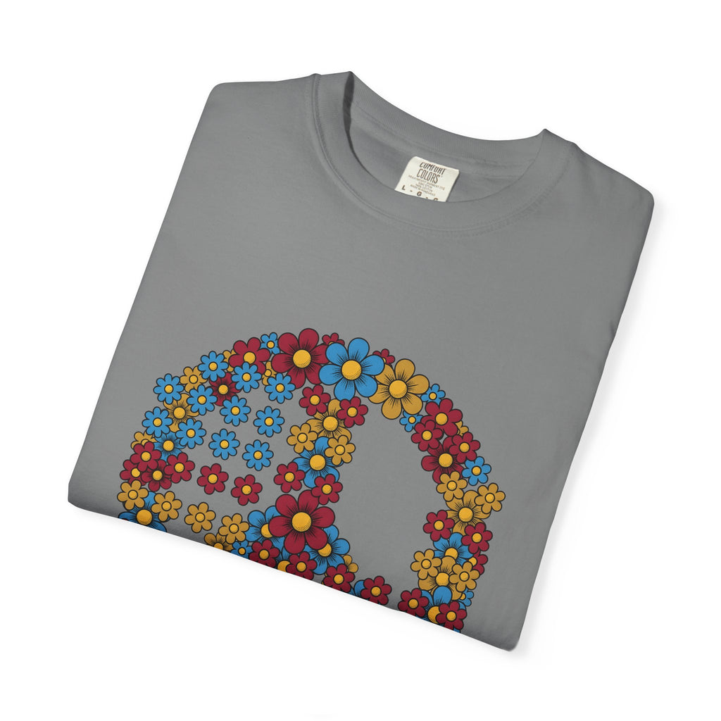 Peace Symbol Flower T-Shirt N Symbol Gift Women Hippie T-Shirt Peace Sign T-Shirt Nature Enthusiast Bohemian T-Shirt Iconic Graphic Retro Chamomile