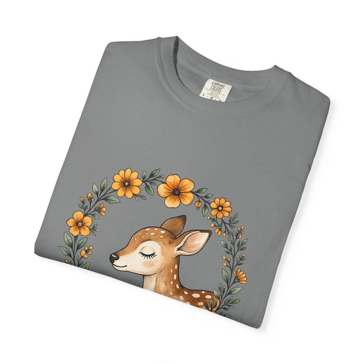 Fawn Boho Chic Forest Gift Sketch Deer Bohemian Fan Drawing Woods Pastel Flower Crown T-Shirt
