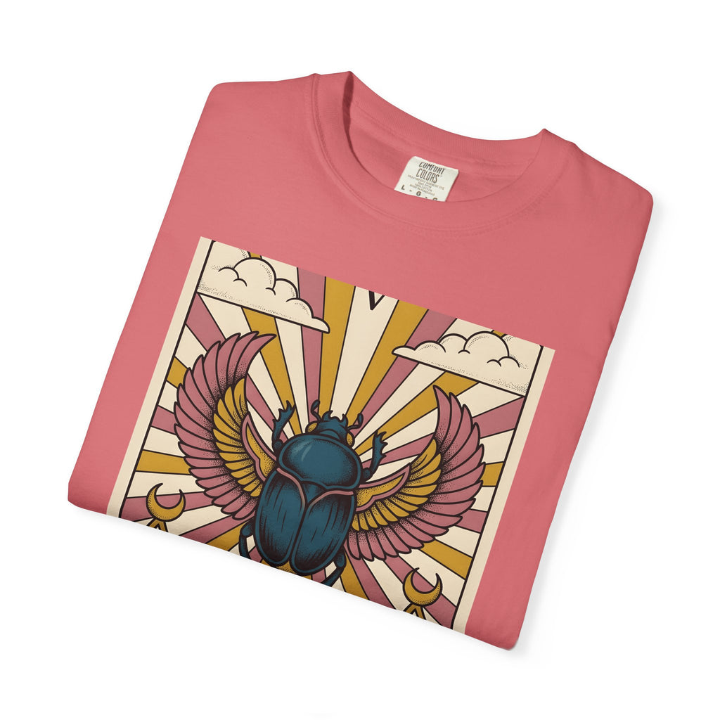 Beetle T-Shirt Boho Chic Esoteric Gift Women Divination Card T-Shirt Bug T-Shirt Bohemian Fan Tarot T-Shirt Mystical Graphic Hand Drawn Crescent