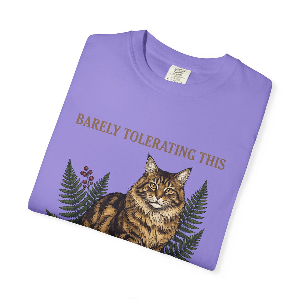 Maine Coon Pet Cat Fun Gift Plant Cat Cat Fan Botanical Humorous Traditional Frond T-Shirt